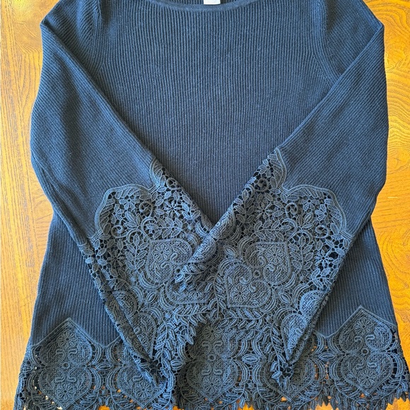 Pretty Black Chicos Lace Trimmed Sweater - Picture 3 of 7